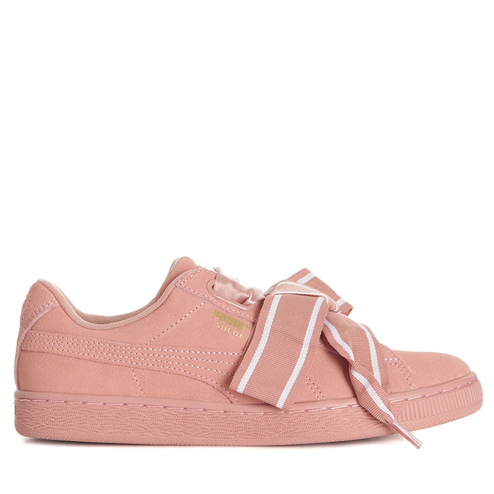 Suede Heart Satin Sneakers