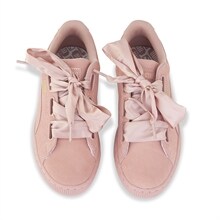 Suede Heart Satin Sneakers